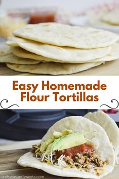 easy homemade flour tortillas with ground beef and avocado