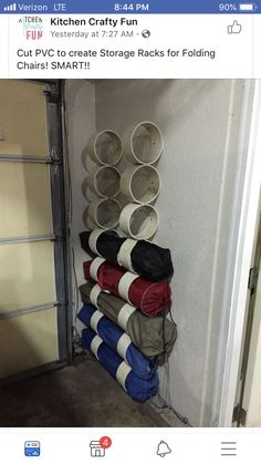 a stack of buckets sitting on top of a metal rack