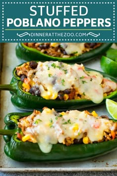 green peppers stuffed with mexican food and garnished with cheese