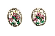 Cute Floral Design Red and Green CZ Silver Tone  Earrings    Setting  Silver Tone Earrings Drop Length 1 inches Earrings Width 3/4 inches Clasp Stud  Good Condition Earrings Drop, Jewelry Earrings Studs, Earring Set, Etsy Earrings, Floral Design, Silver Tone, Jewelry Earrings, Stud Earrings, Women Jewelry