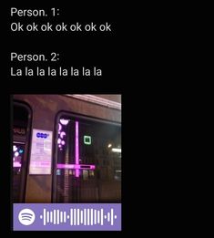 an image of a person sitting in a bus at night with the caption'person 1 ok ok ok ok, person 2 la la la la la la la la la la la la la la la la la la la la