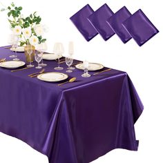 PRICES MAY VARY. 🌹What You Can Get: You will receive 4 pieces of purple satin tablecloth, enough quantity to meet your daily use, simple but exquisite & elegant design with solid color, never out of date. Our satin table overlay cover can add more sense of design to your house and create a wonderful atmosphere. 🌹Super Large Size: The size of the turquoise table cloth is 102 x 60 inch, which is enough large to decorate a table for 10 to 12 people or a table of 8 ft and below. The satin material Silk Table Cloth, Satin Tablecloth, Turquoise Table, Purple Table, Decoration For Wedding, Table Overlays, Rectangle Tablecloth, Purple Satin, Rectangle Table