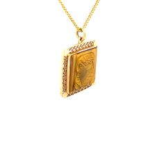 FREE shipping on all orders! FREE 5 Day Returns! Learn More. MACHLI the late Queen of Ranthambore, was India's most famous and most photographed tigers. She was a ferocious fighter just like you! Honor her when you wear this beautiful 14K gold, curb chain, one-of-a-kind, vintage necklace adorned with a bezel set carved tiger's eye cameo left facing profile set into an openwork pendant. The necklace length is 18" long with a spring ring closure. The tiger's eye center stone is 15.00mm x 15.00mm. Luxury Gold-plated Necklace With Rectangular Pendant, Luxury Gold Plated Necklace With Rectangular Pendant, Formal Hallmarked Necklace With Rectangular Pendant, Luxury Gold Plated Rectangular Pendant Necklace, Luxury Collectible Medallion Necklace, Yellow Gold Square Pendant Amulet Necklace, Fine Jewelry Gemstone Necklace Collectible, Fine Jewelry Gold Necklace With Rectangular Pendant, Antique Gold Necklace With Rectangular Pendant