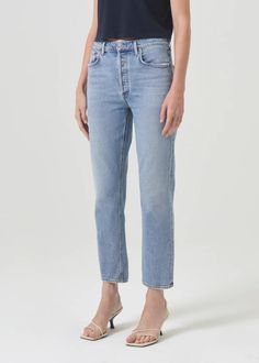 Riley High Rise Straight Crop (Stretch) in Hassle – AGOLDE Product Development, Mother Denim, New Arrival Dress, Vintage Aesthetic, Ulla Johnson, Latest Fashion Clothes, Denim Pants, Outerwear Jackets, Stretch Denim