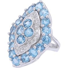 Bask in the brilliance of azure skies with this stunning 18K White Gold Blue Topaz Ring. As you slip it onto your finger, feel the ethereal eneRose Goldy of the 5.83 carats of Blue Topaz, reminiscent of clear summer waters. The vibrant hue of the main stone is perfectly complemented by the shimmer of 0.33 carats of diamonds that adorn the band, adding a touch of sparkle and sophistication to your look.Crafted with care and precision in luxurious 18K white gold, this ring exudes elegance and charm. Whether you're dressing up for a special occasion or adding a pop of color to your everyday ensemble, this mesmerizing piece will effortlessly elevate any outfit. Embrace the beauty of the sea and the sky with this exquisite Blue Topaz ring that's as timeless as it is captivating.Details: Exquisi Fine Jewelry Blue Topaz Ring With Diamond Accents, Blue Marquise Topaz Ring For Anniversary, Elegant Blue Topaz Marquise Ring, Light Blue Diamond Ring Fine Jewelry, Dazzling Blue Topaz Gemstone Ring, Dazzling Blue Topaz Diamond Ring, Fine Jewelry Light Blue Topaz Ring With Diamond Accents, Dazzling Blue Topaz Ring, Blue Diamond Marquise Ring With Accents