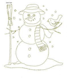 a drawing of a snowman holding a pole