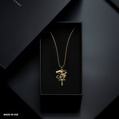 This solid gold key of Ankh necklace showcases exquisite craftsmanship, symbolizing life and spirituality. The key of Ankh pendant is more than just jewelry; it's a fine representation of ancient Egyptian elegance and the timeless allure of this sacred symbol. PENDANT INFORMATIONThis pendant is made of real, solid gold.• Made in USA• Material: 14k or 18k solid gold• Finish: polished• Height: 1.35" (34 mm) | *includes the small circle, bail dimensions not included• Width: 0.9" (23 mm)• Pendant we Egyptian Heritage, Eternal Symbol, Ankh Pendant, Symbol Of Life, Ankh Necklace, Gold Key, Sacred Symbols, Life Symbol, Small Circle