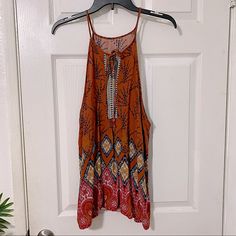 Women’s Halter Top Size Medium Bohemian/Hippy Vibes Color Is A Beautiful, Rich, Burnt Sienna String Tie Detail At Neck Light, Flowy, Breathable Material Never Worn - New Condition Smoke Free Home Gold Camisole, Hippy Vibes, Cami Nyc, Burnt Sienna, Grey Tie Dye, Silk Camisole, Crochet Halter Tops, Lace Camisole, Hippie Bohemian