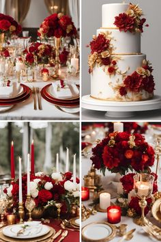 red and gold wedding table setting