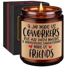 PRICES MAY VARY. Funny gifts for coworkers & friends; Featuring a funny saying “A job made us coworkers, but our potty mouths & inappropriate conversations made us friends”, our candle makes a great gift for your coworkers; A unique and funny gift for your coworker, coworker friend, favorite coworker, work bestie, best friend, colleague A huge hit at many occasions; This is a hilarious candle for those coworkers that turned into friends; Perfect as coworker birthday gifts, coworker leaving gifts Coworker Leaving Gift, Goodbye Gifts For Coworkers, Goth Friends, Farewell Gift For Coworker, Funny Coworker Gifts, Coworker Leaving, Coworker Birthday Gifts, Work Bestie, Coworkers Christmas