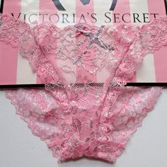 Victoria's Secret Dream Angels Cheekini Panty Pink Lace Silver Shine Nwt Vs New With Tags Size - S, M, L Xl Color - Pink Style - Cheekini Fabric - Lace Pink Lace Party Bottoms, Party Lace Pink Bottoms, Victoria's Secret Lace Party Bottoms, Pink Style, Pink Lace, Pink Fashion, Victoria's Secret Pink, Secret Pink, Women's Intimates