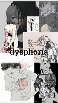 an image of some people and the words dysphhora on it's side