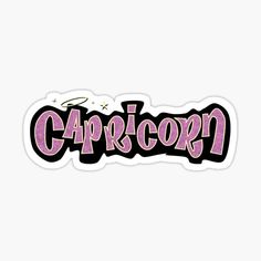 the word capricorn in pink and black sticker