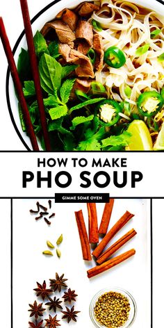 how to make pho soup with carrots, noodles and other ingredients in a bowl