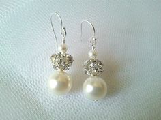 Wedding Jewelry White Pearl Collection  Pearl and by LaLaCrystal, $22.50 Bridal Dangle Earrings, Statement Earrings Wedding, 14k Gold Hoop Earrings, Pearl Earrings Wedding, Pearl Jewelry Wedding, White Pearl Necklace, Bridal Earrings Pearl, Jewelry White, Pearl Collection