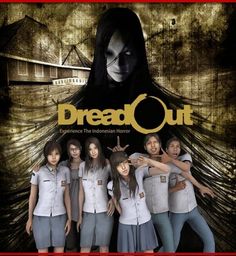 a group of people standing next to each other in front of a poster that says dread out