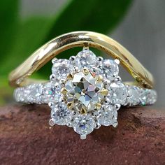 bridal set Gold Curved Wedding Band, Moissanite Wedding Set, Halo Moissanite Engagement Ring, Halo 1, Diamond City, Curved Wedding Band, Man Made Diamonds, Round Moissanite, Engraved Jewelry