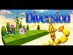 the game title for diversion, with an animated character