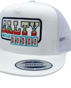 Retro White Hat With Logo Patch, White Retro Hat With Logo Patch, White Letter Print Snapback Hat, White Snapback Trucker Hat With Letter Patch, White Baseball Cap With Custom Logo For Sports Events, White Trucker Hat With Custom Logo For Sports, Retro White Trucker Hat With Letter Print, Casual White Pre-shrunk Snapback Hat, White Baseball Cap With Custom Logo For Sports