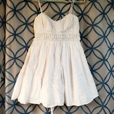 Darling Eyelet Lace Dress With Tie Back. Dress Is Nwot. Never Worn; Only Wrinkled From Being In Sales Bag. Size 5 Juniors, Fits Like A Women's Size Small. From Smoke Free Dog Friendly Home Spring Sundress With Lace Trim, Eyelet Lace Dress, Tie Back Dress, Dress With Tie, Eyelet Lace, Back Dress, Dog Friendly, Tie Backs, Tie Back