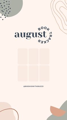 an abstract book cover with the words august in black, white and pink on it