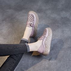 Gender: Women Item Type: Casual Shoes Main Material: Cow Leather Style: Casual, Classic, Retro Season: Summer Heel Type: Platform Outsole Material: Rubber Heel Height: Mid-Heel (4.5 cm) Size Length cm inch 35 22.5 8.86 36 23 9.06 37 23.5 9.25 38 24 9.45 39 24.5 9.65 40 25 9.84 Beige Closed Toe Leather Shoes For Spring, Spring Beige Closed Toe Leather Shoes, Beige Slip-on Leather Shoes With Closed Toe, Beige Leather Slip-on Shoes With Closed Toe, Beige Closed Toe Leather Shoes With Leather Footbed, Beige Leather Closed Toe Shoes With Leather Footbed, Leather Closed Toe Platform Flats, Summer Leather Shoes With Round Toe, Summer Leather Platform Loafers