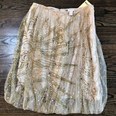 Detailed Tulle Bubble Skirt With Beading And Sequins. Perfect For Formal Or Party Event. 100% Silk. Hidden Back Zip. Hits At The Knee. A-Line Silhouette. Imported. Glamorous Gold Party Skirt, Mardi Gras Sequin Skirt, Brown Sequin Skirt, Glamorous Gold Embellished Skirt, Luxury Gold Sequin Skirt, Bubble Party, Bubble Skirt, Party Skirt, Tracy Reese