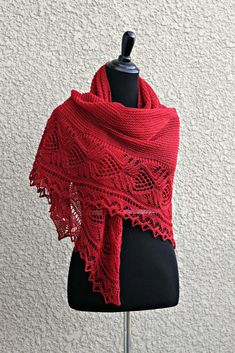 This hand knit #shawl is made of 100% wool in lovely crimson red color. The shawl is half-circle shape and perfectly wide to wrap around the body. Laced edge adds feminine l... #kgthreads #accessories #elegant #fashion #gift #handknit #handknitted #knitting #lace #stole Crimson Red Color, Awesome Crochet, Crochet Shawl Pattern, Knitting Lace, Accessories Elegant, Red Shawl, Hand Knit Shawl, Crochet Shawl Pattern Free, Crochet Shawls And Wraps