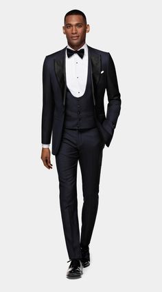 Groom Suits For Wedding, Black Wedding Suit, Mens Tux, Navy Tuxedo, Suits For Wedding, Navy Tuxedos, Groom Suits, Vest And Tie, Groomsmen Suits