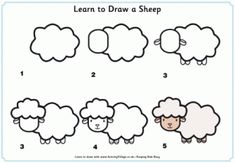 Learn to Draw a Sheep Trin For Trin Tegning, Ako Kresliť, Sheep Drawing, Toddler Drawing, Easy Animal Drawings, Sheep Crafts, Easy Animals, Drawing Lessons, Step By Step Drawing