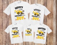 three shirts that say, daddy of the birthday boy