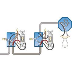 three lights and two switches are connected to the same lightbulbe in this diagram