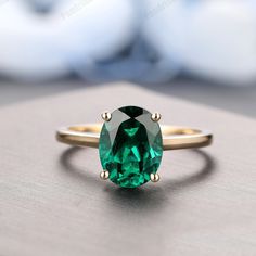 ❤ Oval Cut 7x9mm Emerald Ring, Prong Set Solitaire Oval Shape Emerald Wedding Ring, Solid Plain Gold Gemstone Ring, Emerald Engagement Ring This beautiful piece is made with 10k/ 14k/ 18k solid gold in art deco design which can be fit with straight plain band. ❤ Ring Sizes: All sizes (US 3-11) can be made, please choose the options, or contact us if you have any questions about sizing. ❤ Item Details: Metal: 10k/ 14k/ 18k Solid Gold (Choose in Material Option, three colors available: white gold/ Emerald Engagement Ring Green, 1920 Art, Emerald Wedding Rings, Wedding Rings Photos, Oval Cut Engagement Ring, Engagement Ring Prices, Simulated Diamond Rings, Emerald Wedding