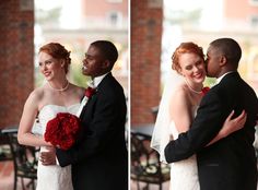 the bride and groom are embracing each other