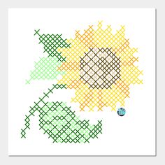 Sunflower design from my Cross Stitch Collection! -- Choose from our vast selection of art prints and posters to match with your desired size to make the perfect print or poster. Pick your favorite: Movies, TV Shows, Art, and so much more! Available in mini, small, medium, large, and extra-large depending on the design. For men, women, and children. Perfect for decoration. Sunflower Cross Stitch, Cross Stitch Sunflower, Stitch Collection, Cross Stitch Collection, Small Cross Stitch, Sunflower Pattern, Sunflower Design, Cross Stitch Designs, Chinese New Year