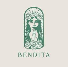 the logo for bendita, a mexican restaurant with an image of a woman's face