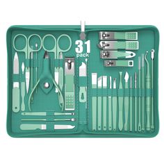 PRICES MAY VARY. 31 PCS manicure kit: Professional manicure kit contains 31 tools for hand care, facial care and foot care. This nail kit will satisfy most of your personal body care needs. Guarantee : These manicure/pedicure sets are made of high strength strainless steel. Pretty, sturdy and built to last. Sharpened blades cut thick nails smoothly and easily. Upgraded Design: New surfaces coating technology gives the product wonderful colors and a longer service life. Nail clipper with anti-sli Luxurious Travel, Black Manicure, Professional Manicure, Pedicure Set, Pedicure Kit, Manicure Kit, Family Friend, Manicure Set, Beauty Nail