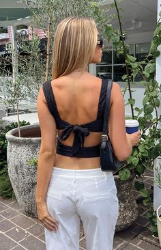 Vida Black Bow Top – Beginning Boutique US Pink Sarong, Bow Crop Tops, Elevated Casual, Bow Top, Summer Outfit Ideas, Beginning Boutique, Summer Clothing, Perfect Jeans, Boutique Online