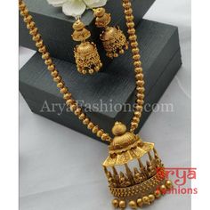 Laxmi Goddess Temple Jewelry Antique Necklace Temple Jewelry Sets With Latkans For Celebration, Festival Temple Jewelry Sets With Latkans, Temple Jewelry Sets With Chandbali Shape And Latkans, Temple Jewelry Sets With Chandbali Latkans, Temple Jewelry Bridal Necklace With Latkans For Celebrations, Festive Temple Necklace With Latkans For Celebrations, Gold Anarkali Set For Party Festivals, Navratri Temple Jewelry Sets For Celebrations, Gold Chandbali Jewelry Sets For Parties