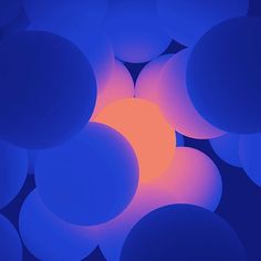 an abstract image of blue and orange balls