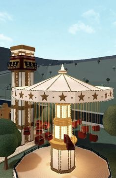 an animated carousel with stars on the top