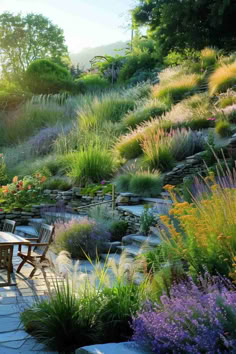 22 Hillside Garden Ideas That Will Take Your Breath Away Mediterranean Slope Garden, Gravel Hillside Landscaping, Garden Hill Ideas, Hillside Landscaping Low Maintenance, Hill Landscaping Ideas, Portugal Islands, Hillside Planting