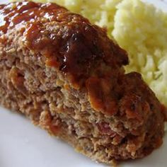 the meatloaf is cut into pieces and ready to be eaten