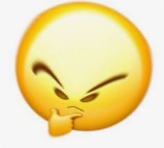 an emoticive smiley face with one hand on his chin and the other pointing at something