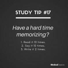 a black and white photo with the text study tip 17 have a hard time memorizing?