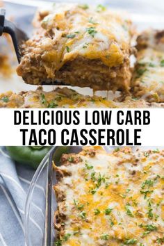 delicious low carb taco casserole with cheese on top