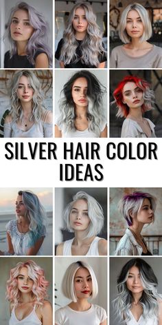 Unleash your creativity with Silver Hair Color Ideas that cater to a wide range of preferences. From platinum blonde to metallic shades, these ideas are perfect for brunettes and black women. Add a touch of red and pink or blue and purple highlights to short hair or medium length styles for a trendy and cute look. Grey Hair With Bright Highlights, White Grey Balayage Hair, Hair Colour Ideas For Grey Hair, Red Platinum Hair, Two Tone Silver Hair, Silver Hair Color Ideas For Brunettes, Grey Hair With Colored Highlights, Silver Hair With Red Highlights, Platinum Blonde Hair With Peekaboos