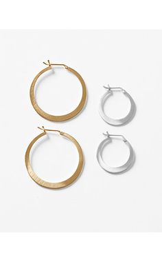 Jane Diaz Hoop Earrings Minimalist Gold Jewelry With Brushed Finish, Minimalist Everyday Jewelry With Brushed Finish, Modern Everyday Jewelry With Brushed Finish, Everyday Modern Jewelry With Brushed Finish, Modern Brushed Finish Jewelry For Everyday Wear, Modern Brushed Finish Everyday Jewelry, Large Gold Hoop Earrings, Handcrafted Bracelets, Womens Jewelry