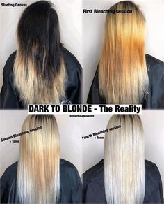 Bleaching Dark Hair, Dark To Blonde, Color Correction Hair, Going Blonde, Diy Hair Color, Hair Color Formulas, Hair Color Streaks, Hair Techniques, Hair Color Techniques