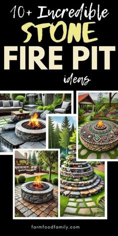 the cover of 10 incredible stone fire pit ideas